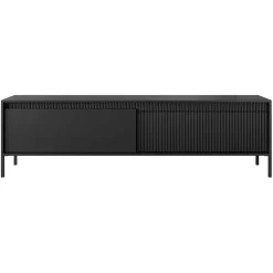 Mobile porta TV 187x54h cm 2 ante nero opaco cannettato Ciar