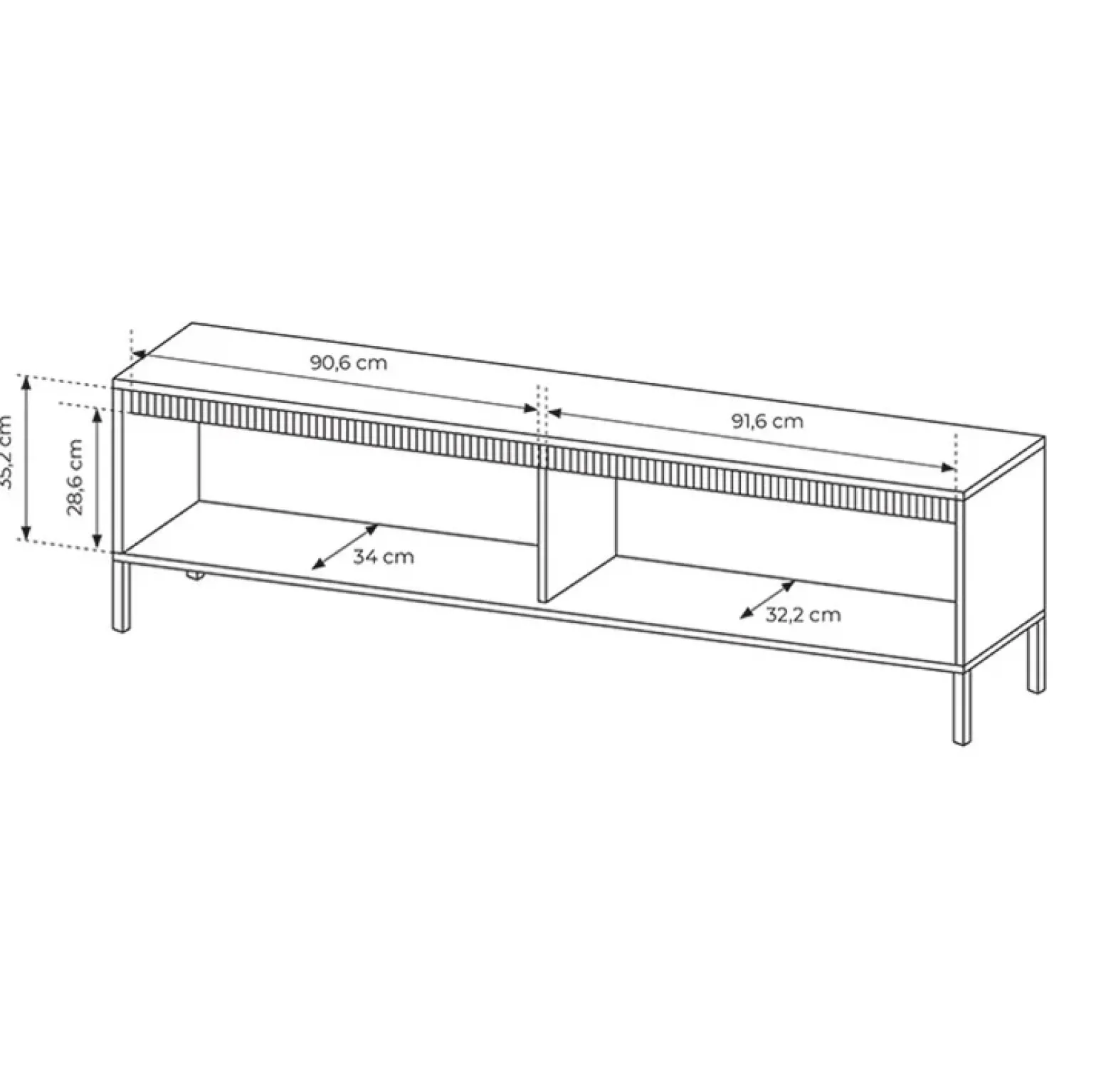 Mobile porta TV 187x54h cm 2 ante nero opaco cannettato Ciar