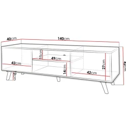 Mobile porta TV 140x42h cm 2 ante 2 vani a giorno bianco Nyborg