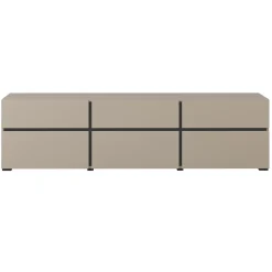 Mobile porta TV 180x48h cm 3 ante a ribalta 3 cassetti tortora nero Lolla