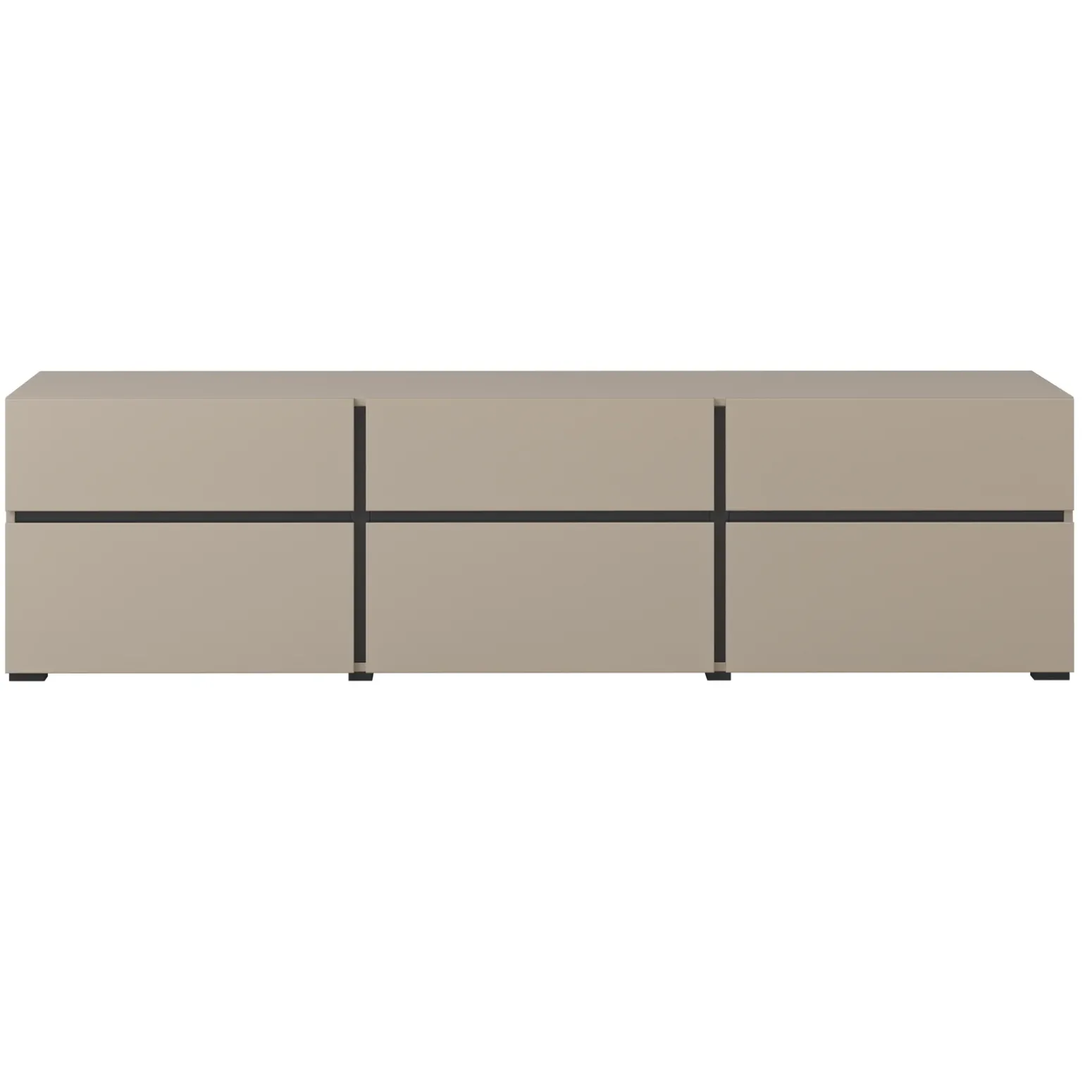 Mobile porta TV 180x48h cm 3 ante a ribalta 3 cassetti tortora nero Lolla
