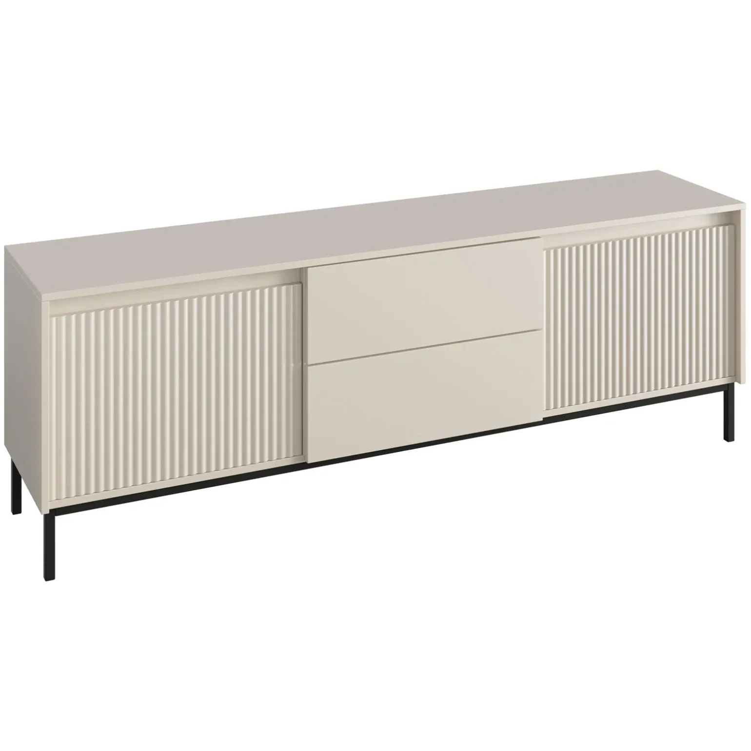 Mobile porta tv 174x60h cm 2 ante 2 cassetti cannettato beige Strike