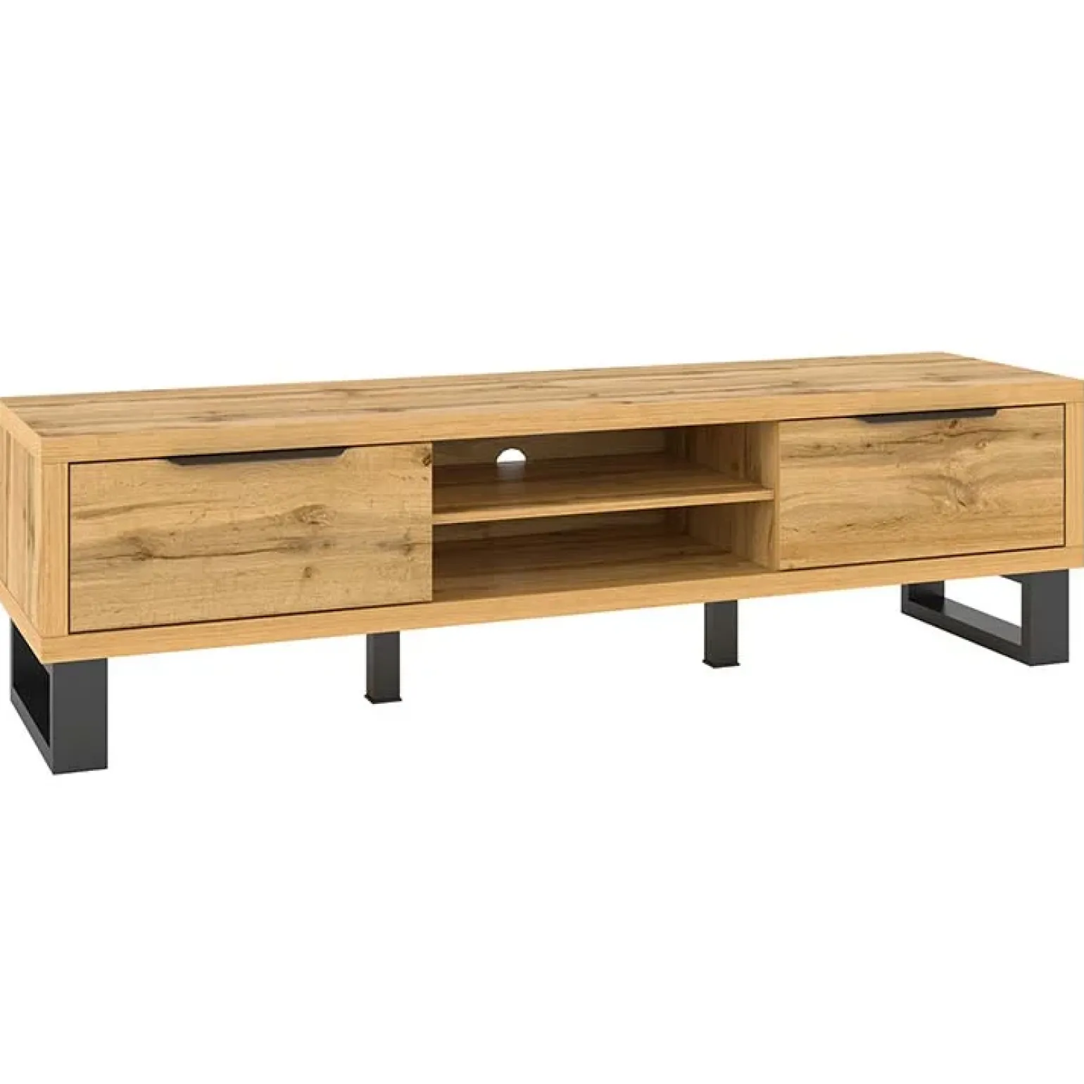 Mobile porta TV 180x50h cm 2 ante soggiorno quercia metallo nero Petra