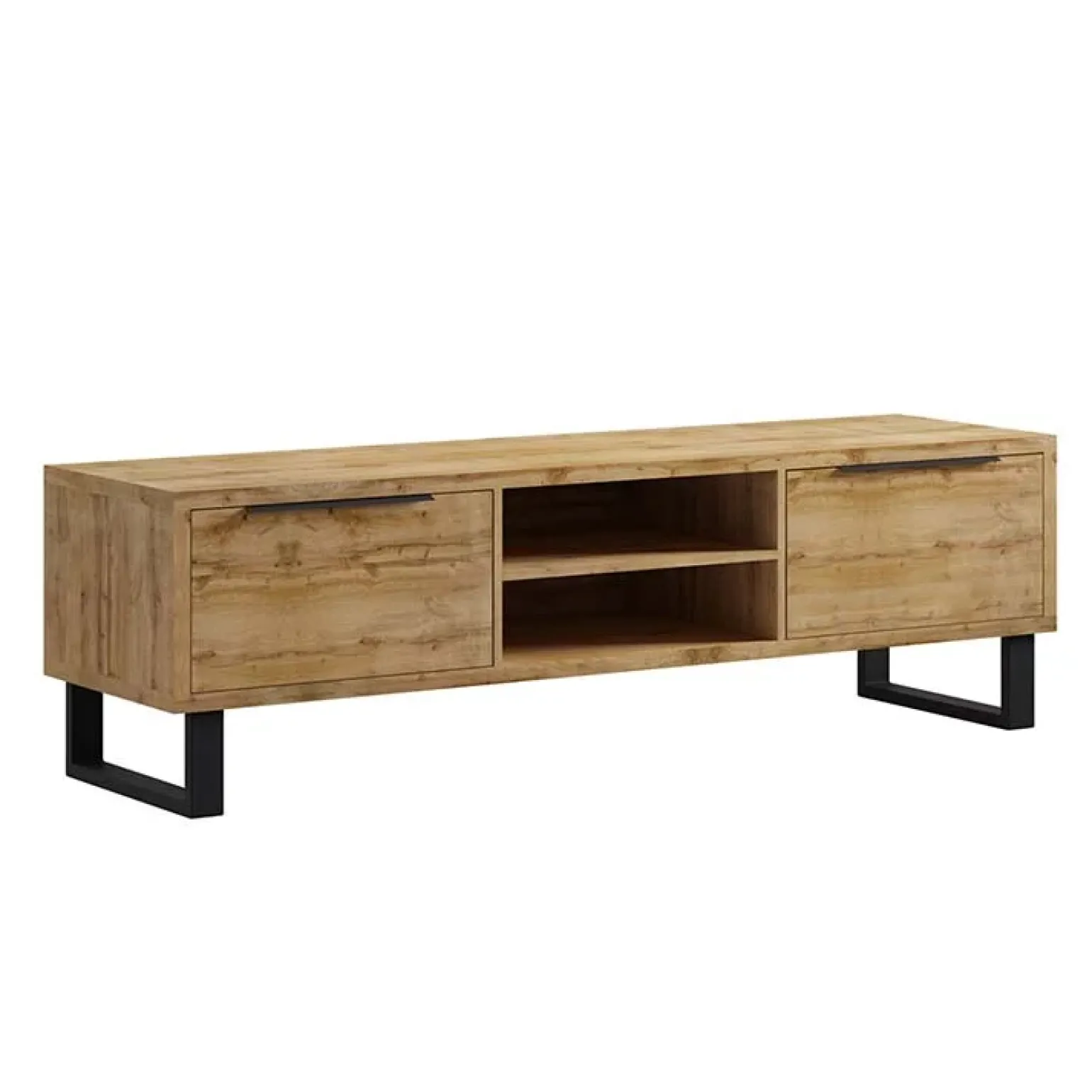 Mobile porta TV 180x50h cm 2 ante soggiorno quercia metallo nero Petra