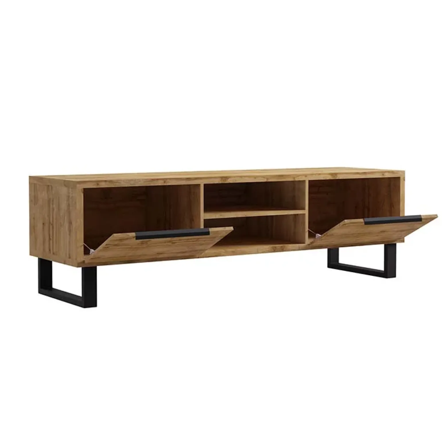 Mobile porta TV 180x50h cm 2 ante soggiorno quercia metallo nero Petra