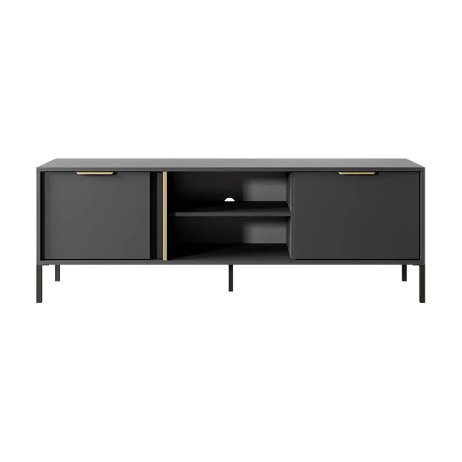 Mobile porta TV 153x53h cm 2 ante 2 vani moderno antracite Nebula