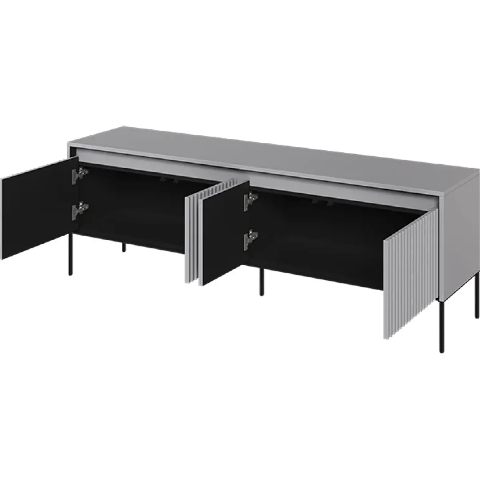 Mobile porta TV 167x56h cm 2 ante led cannettato grigio nero Camelia