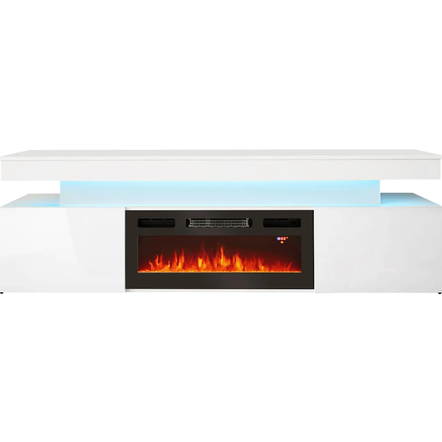 Mobile porta TV 190x59h cm 2 ante con caminetto con LED bianco Lumus