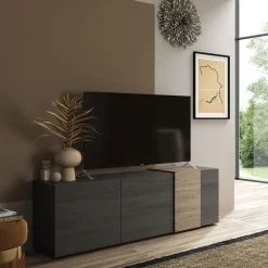Mobile porta TV 181x59h cm 3 ante titanio rovere Universal