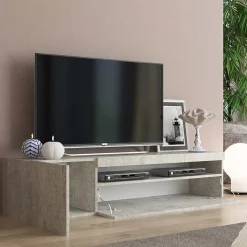 Mobile porta TV 155x37h cm 1 anta soggiorno cemento Light Small Gihome®