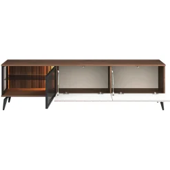 Mobile porta tv 180x50h cm 3 ante con LED cannettato noce beige Evelina