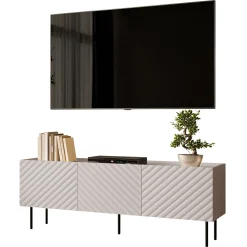 Mobile porta TV 166x59h cm 3 ante con frontali decorati beige Daniele