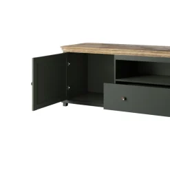 Mobile porta TV 181x61h cm 1 anta 1 cassetto moderno verde scuro quercia Texel