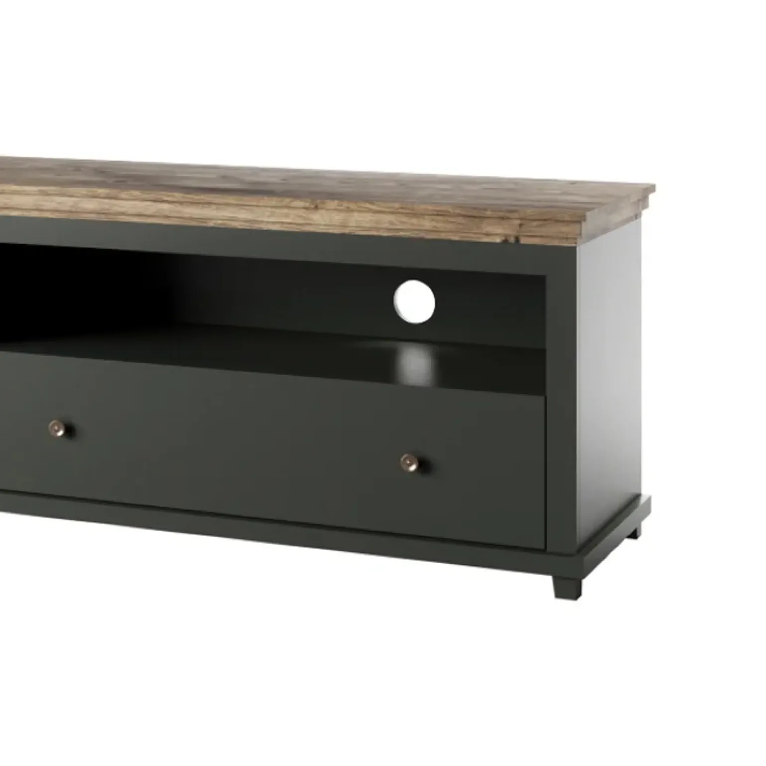 Mobile porta TV 181x61h cm 1 anta 1 cassetto moderno verde scuro quercia Texel