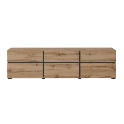 Mobile porta TV 180x48h cm 3 ante a ribalta 3 cassetti rovere nero Lolla
