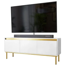 Mobile porta TV 150x60h cm 3 ante bianco oro Praga