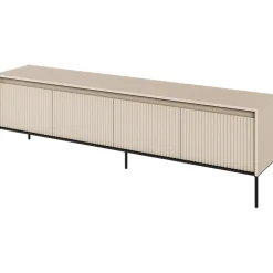 Mobile porta TV 193x56h cm 4 ante led cannettato beige nero Camelia