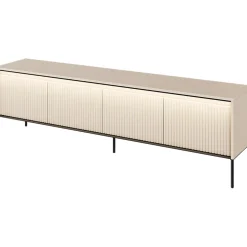 Mobile porta TV 193x56h cm 4 ante led cannettato beige nero Camelia