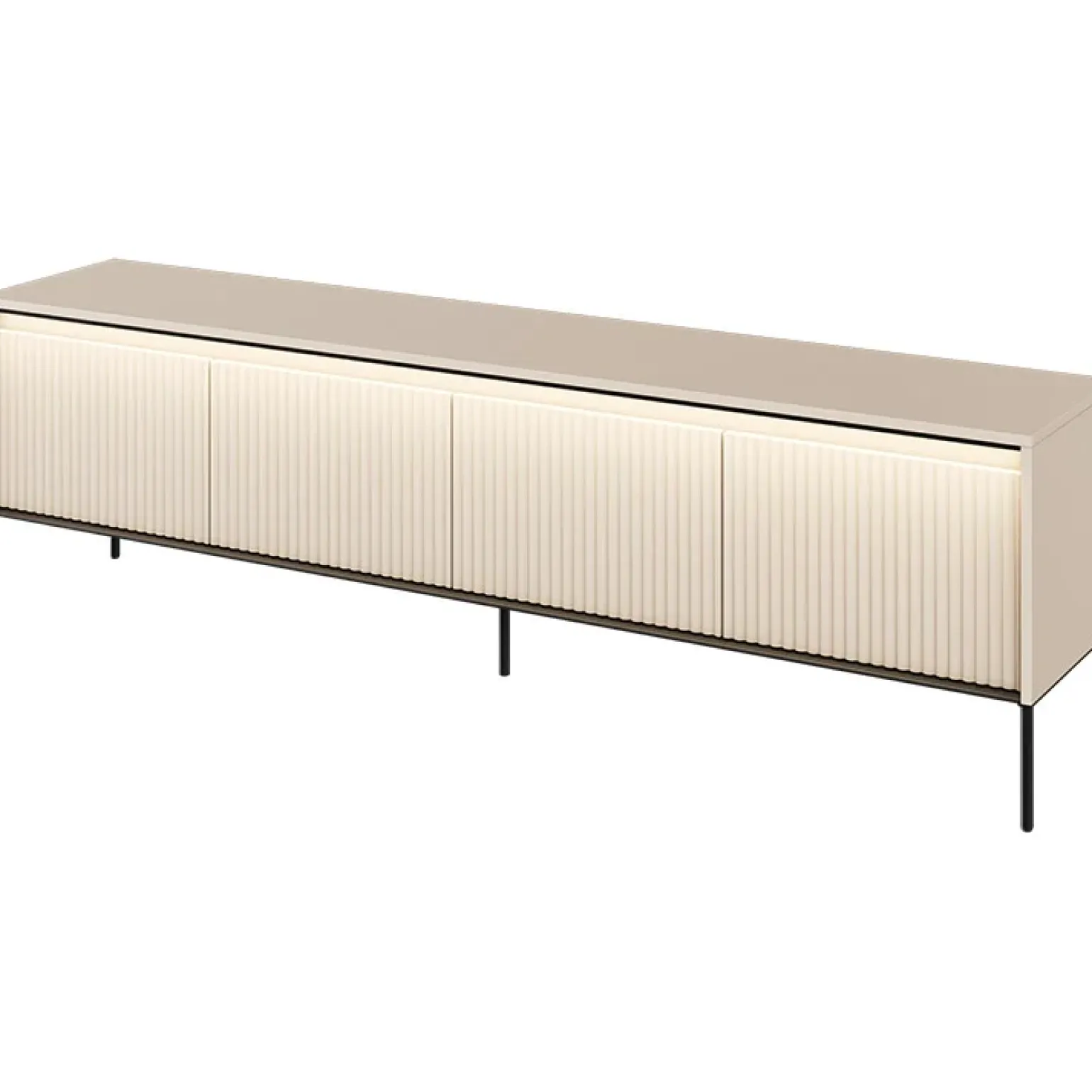 Mobile porta TV 193x56h cm 4 ante led cannettato beige nero Camelia
