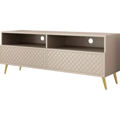 Mobile porta TV 150x57h cm 2 ante 2 vani con frontali decorati beige Simona
