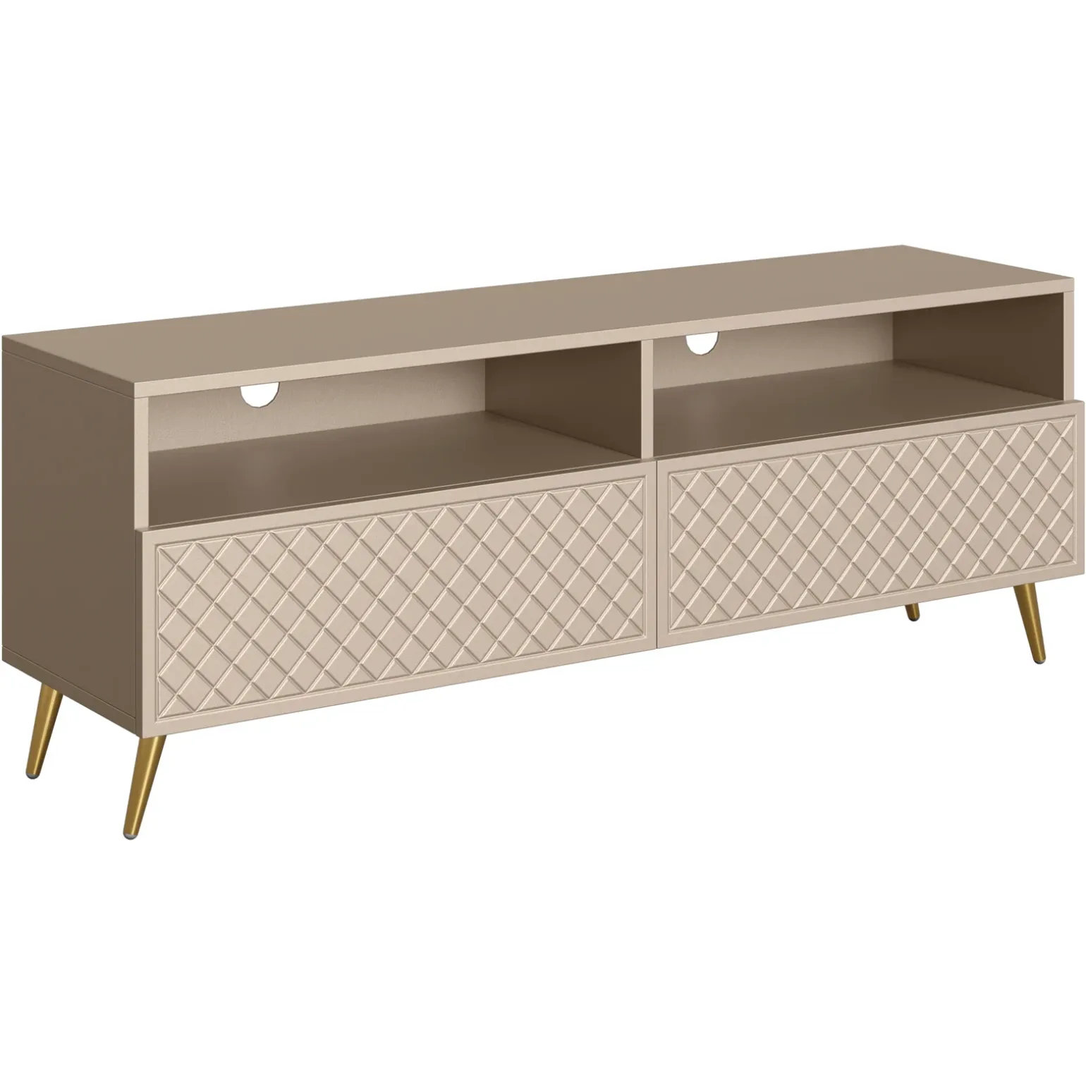 Mobile porta TV 150x57h cm 2 ante 2 vani con frontali decorati beige Simona