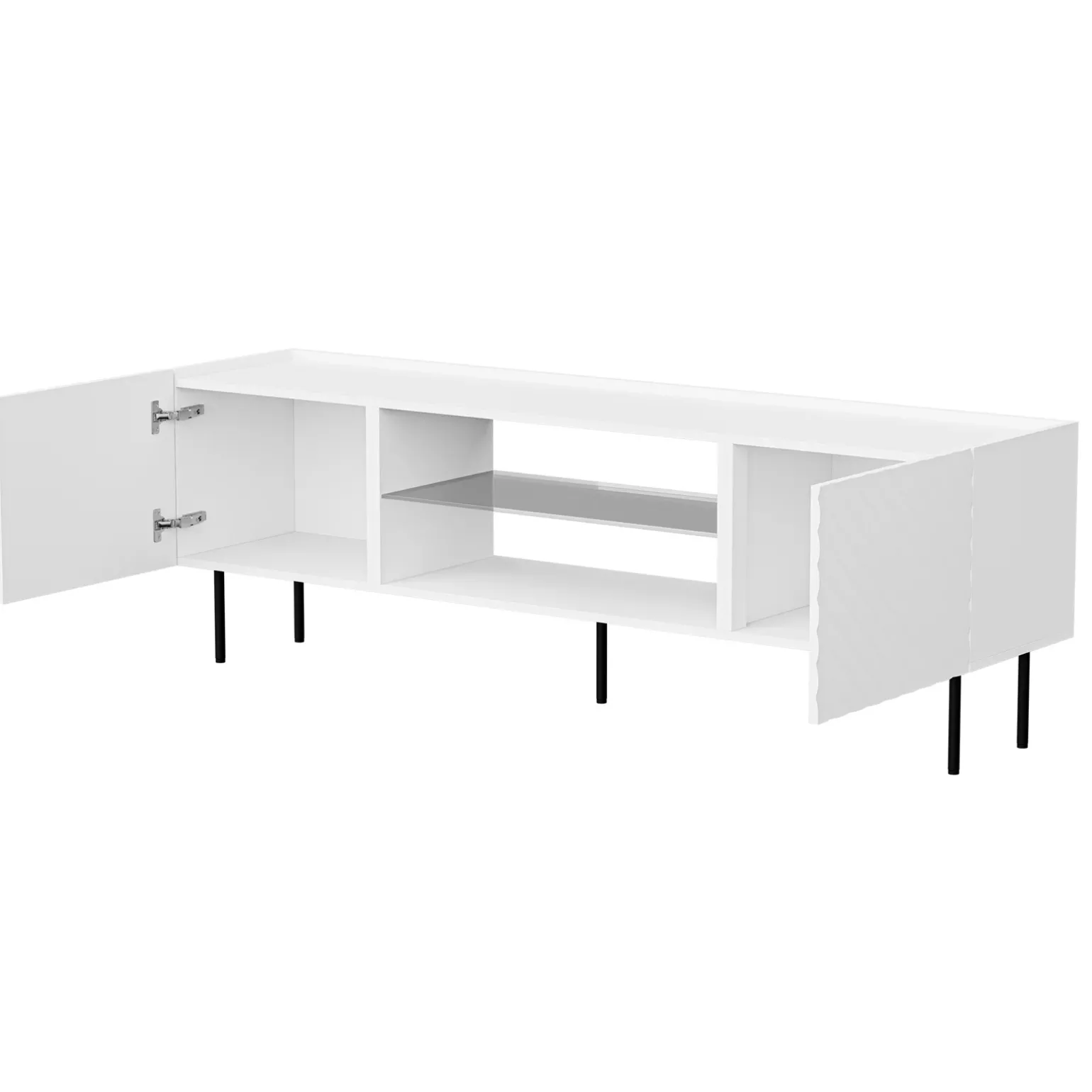 Mobile porta TV 181x59h cm 2 ante 2 vani con frontali decorati bianco Daniele