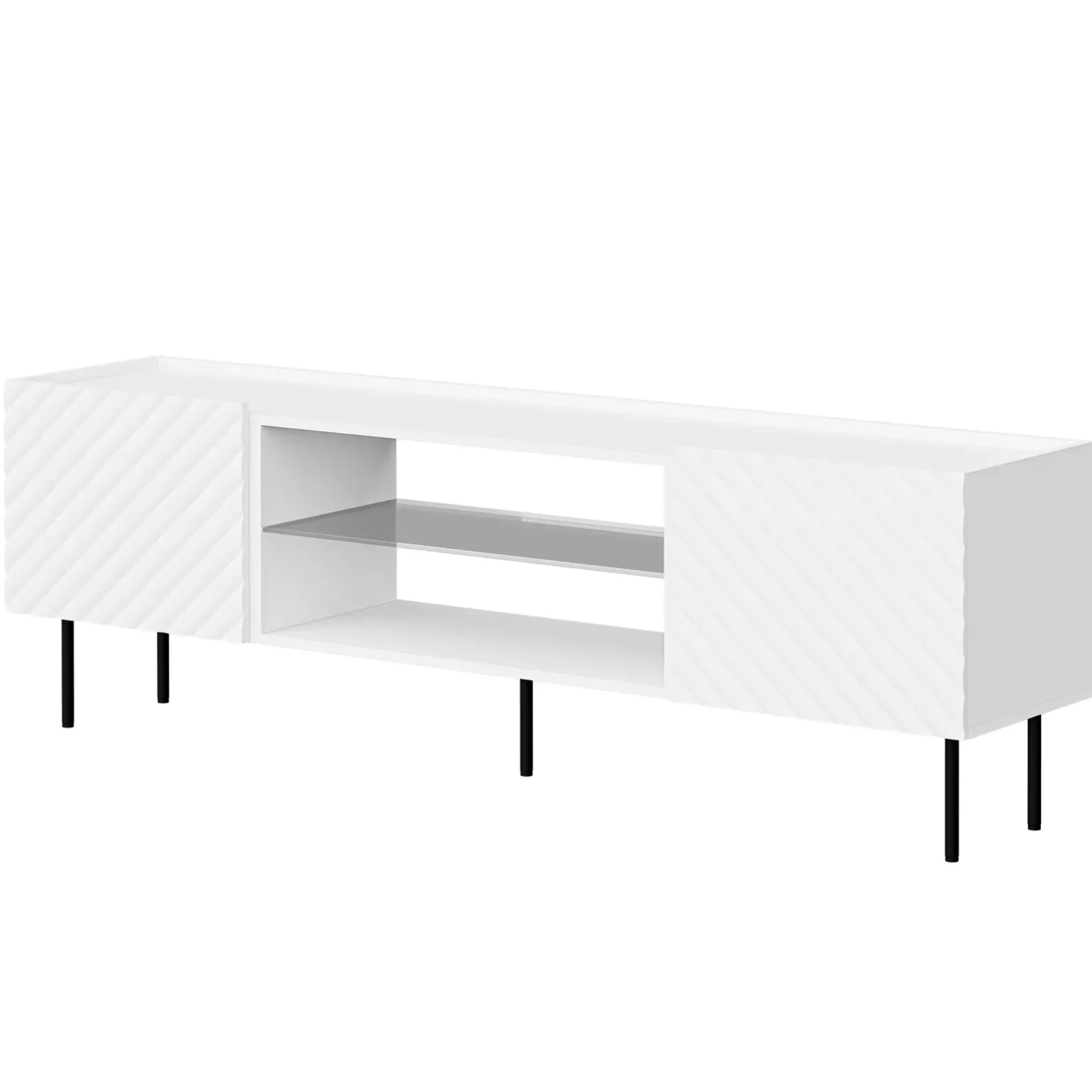 Mobile porta TV 181x59h cm 2 ante 2 vani con frontali decorati bianco Daniele