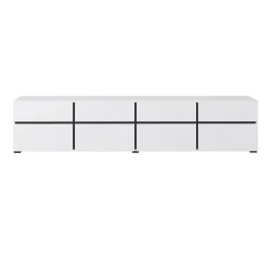 Mobile porta TV 225x48h cm 4 ante a ribalta 4 cassetti moderno bianco opaco nero Lolla