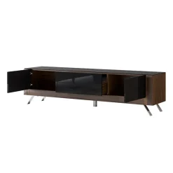 Mobile porta TV 200x52h cm 2 ante 1 cassetto noce nero lucido Jumbo