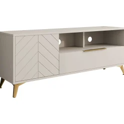 Mobile porta TV 154x60h cm 1 anta 2 cassetti 2 vani a giorno beige con frontali serigrafati Miriam