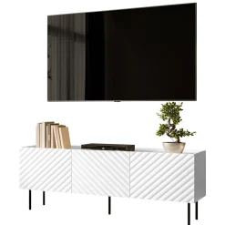 Mobile porta TV 166x59h cm 3 ante con frontali decorati bianco Daniele