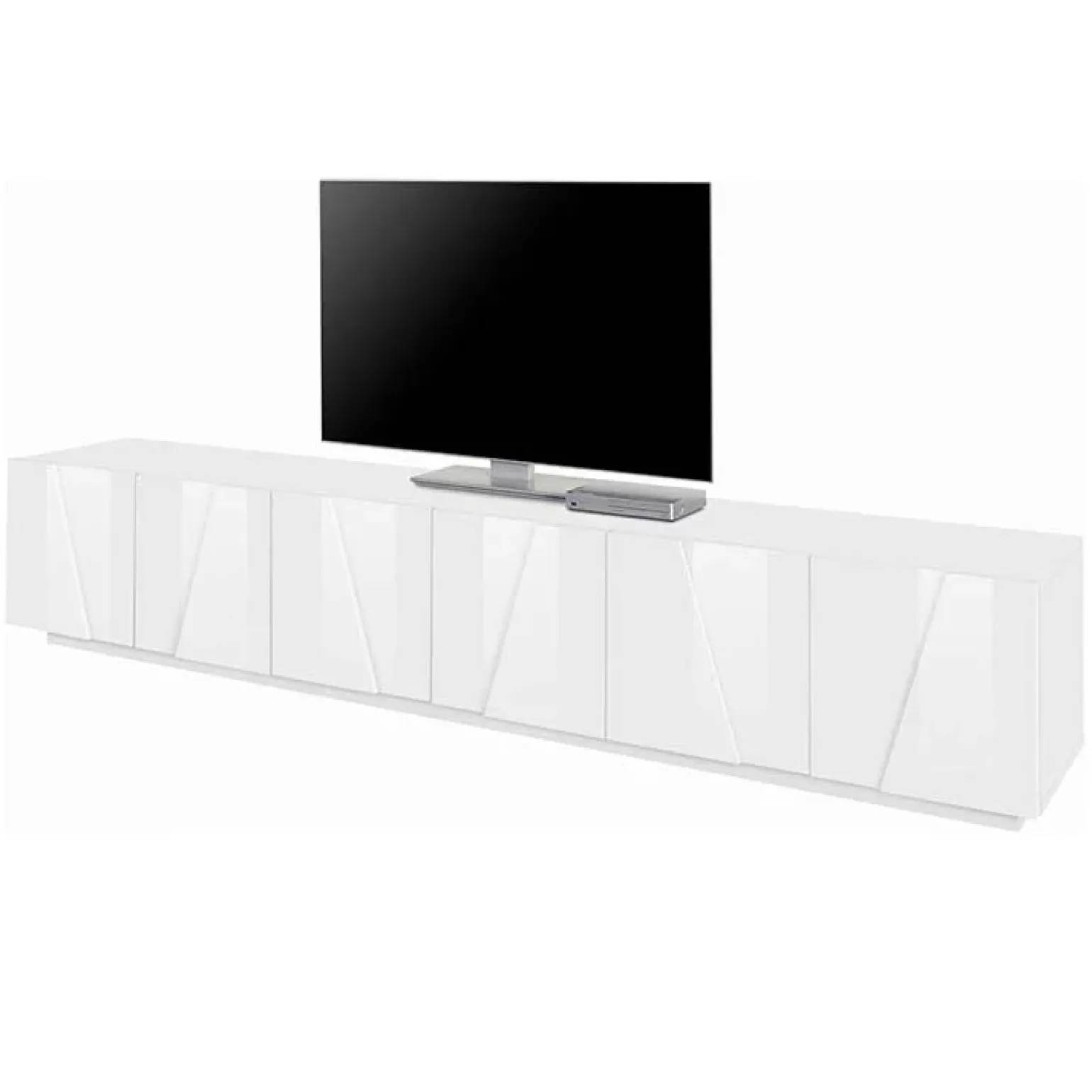 Mobile porta TV 244x46h cm 6 ante bianco lucido Zenzero Gihome®