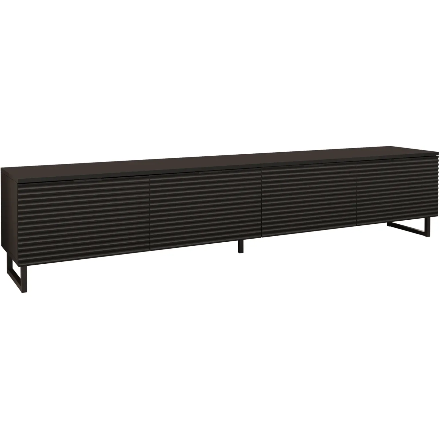 Mobile porta tv 200x40h cm 4 ante cannettato moderno nero grafite Tiziana