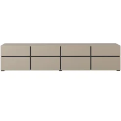 Mobile porta TV 225x48h cm 4 ante a ribalta 4 cassetti moderno tortora nero Lolla
