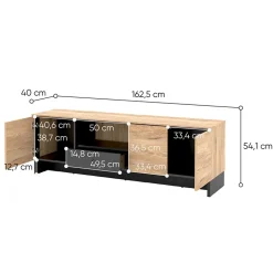 Mobile porta TV 163x54h cm 2 ante 1 cassetto 1 vano a giorno rovere nero Alabaster