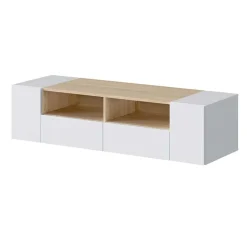 Mobile porta TV 138x36h cm 4 ante soggiorno bianco opaco rovere Ted