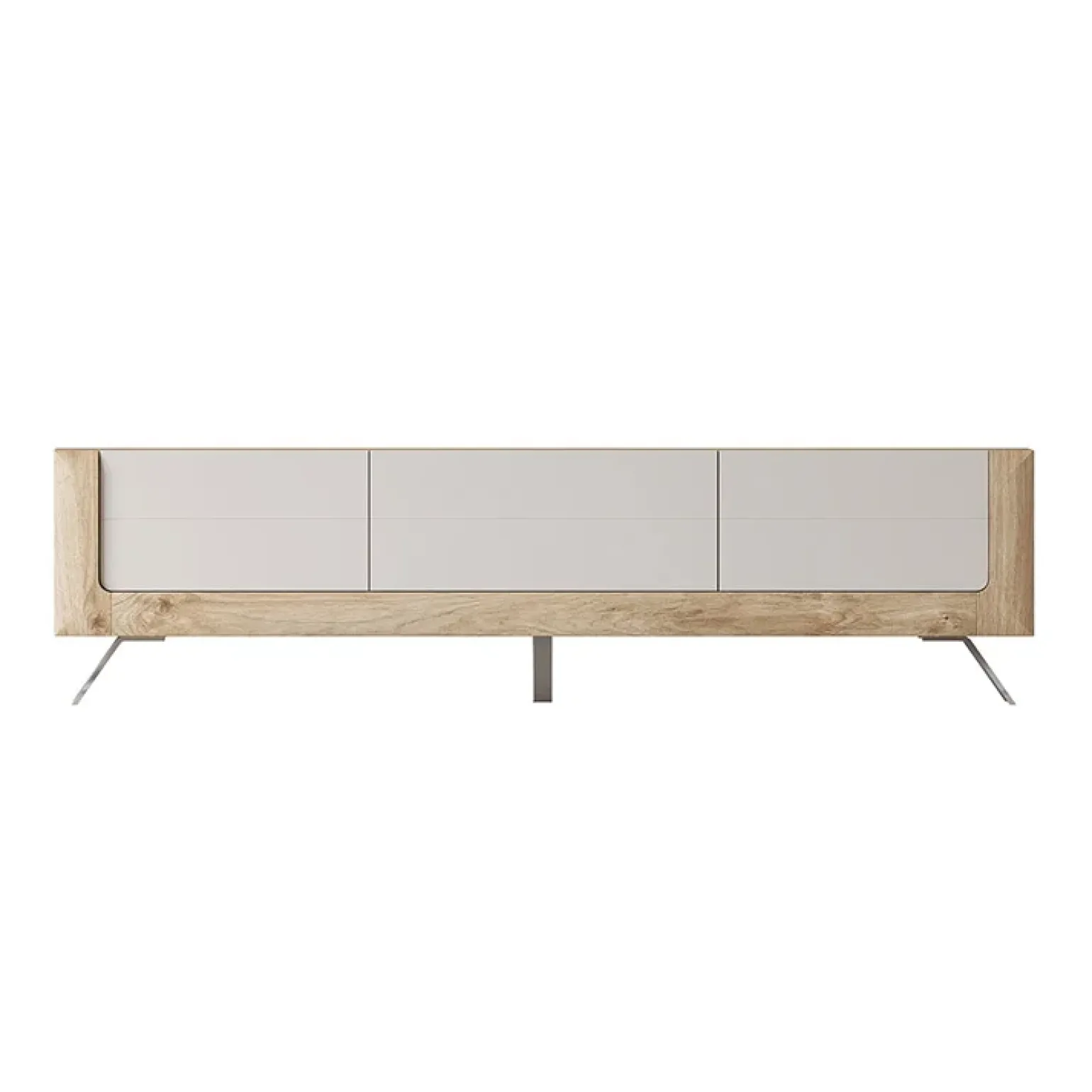 Mobile porta TV 200x52h cm 2 ante 1 cassetto rovere tortora lucido Jumbo