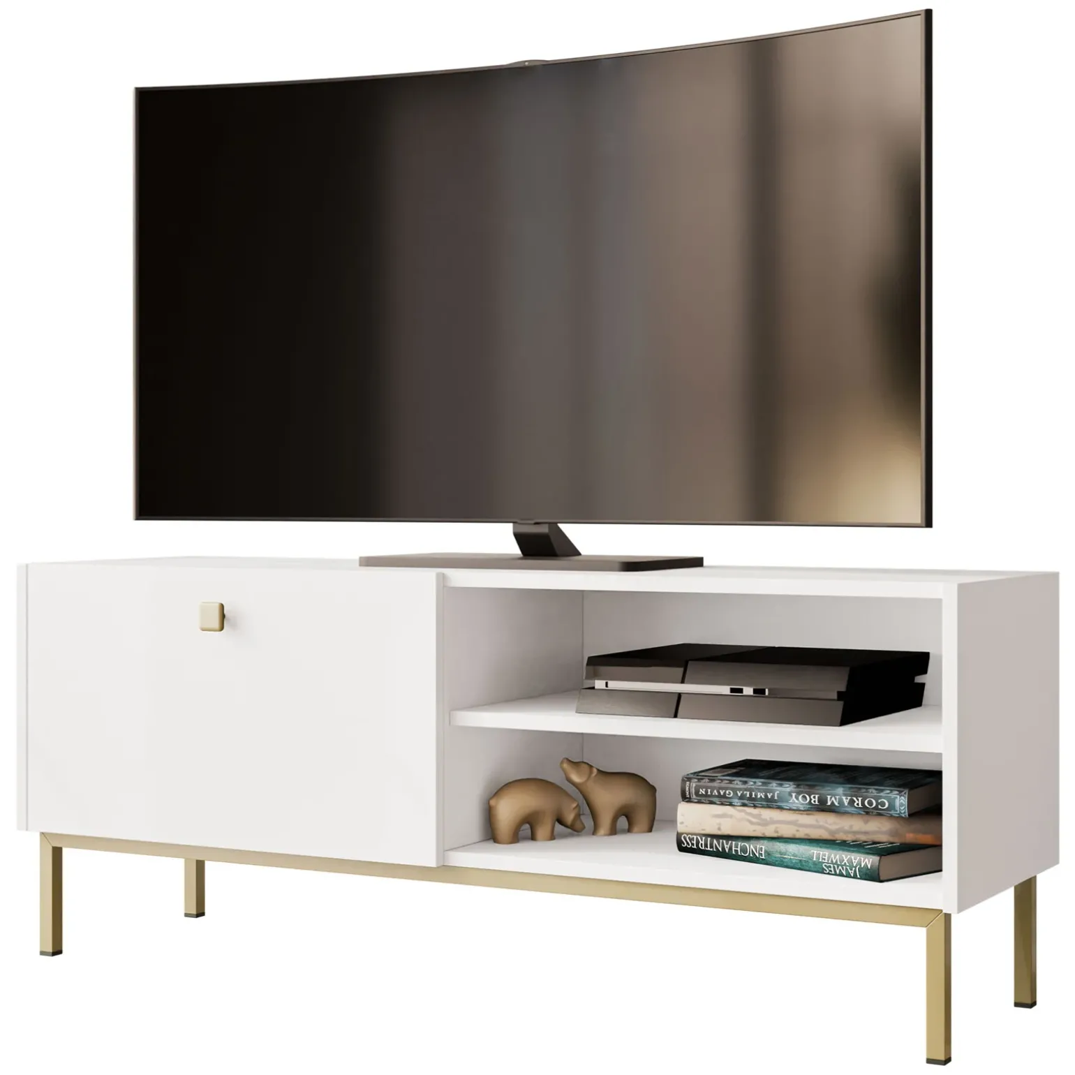 Mobile porta TV 120x48h cm 1 anta 2 vani bianco opaco Giuggiola