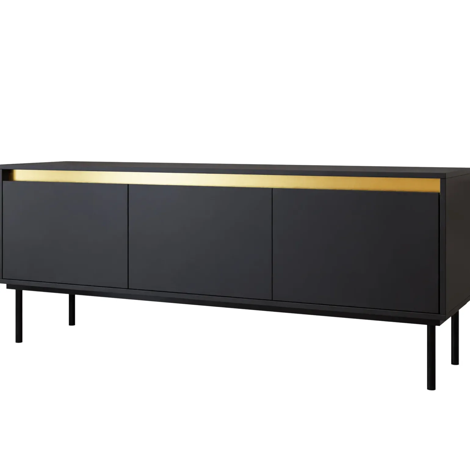 Mobile porta TV 150x60h cm 3 ante nero oro Praga