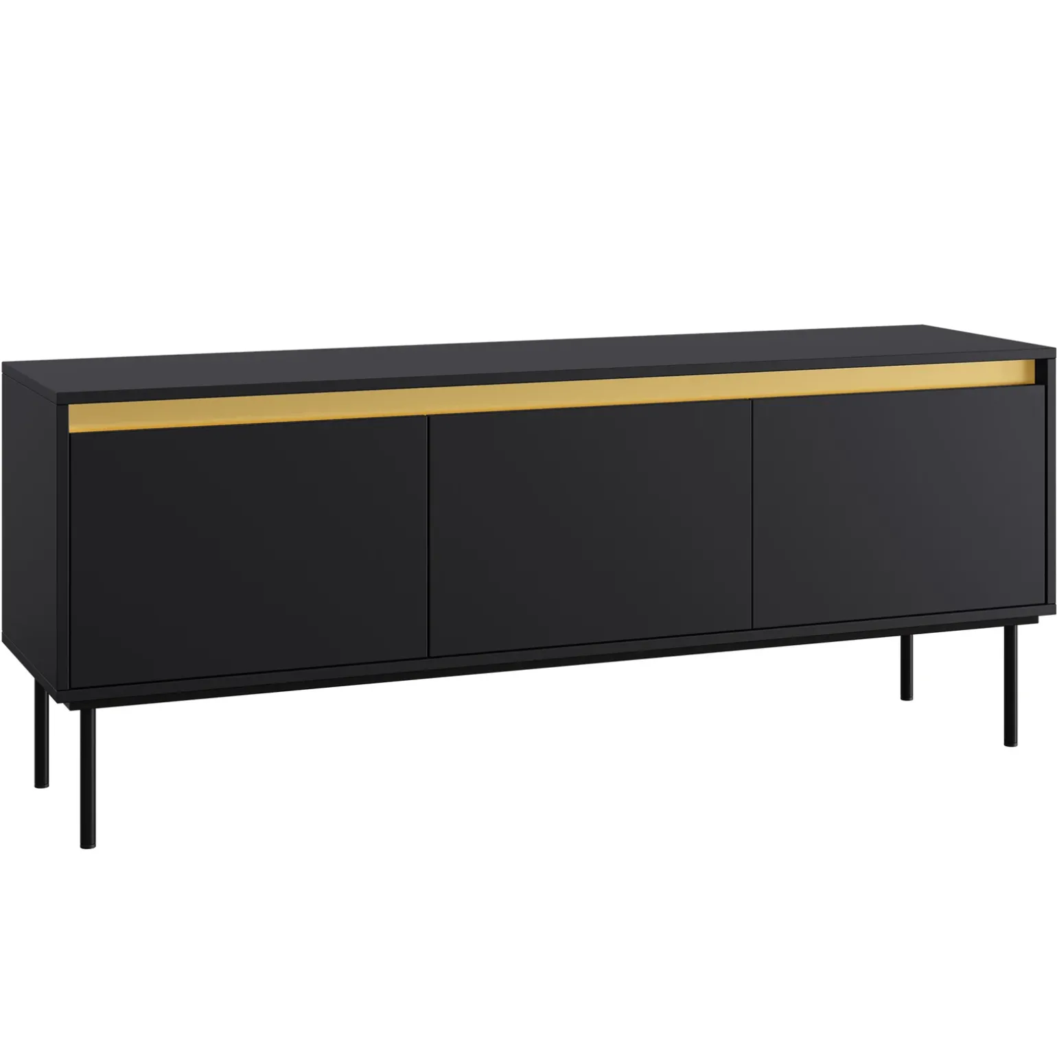 Mobile porta TV 150x60h cm 3 ante nero oro Praga