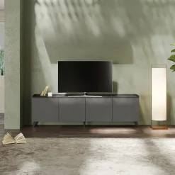 Mobile porta TV 241x72h cm 4 ante grigio scuro antracite Jonson