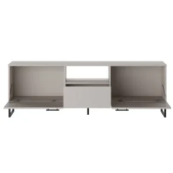 Mobile porta TV 179x60h cm 2 ante a ribalta 1 cassetto beige cashmere nero Casmira