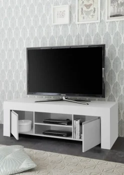 Mobile porta TV 138x44h cm 2 ante soggiorno bianco opaco Halston