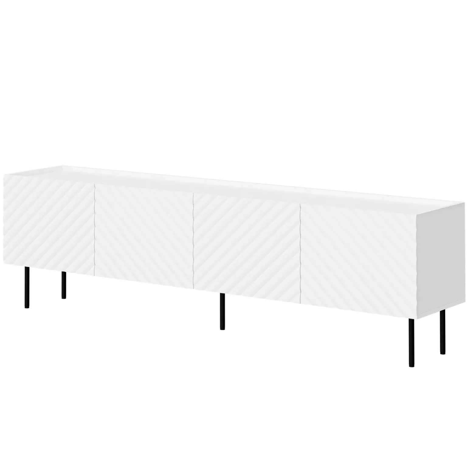 Mobile porta TV 200x59h cm 4 ante con frontali decorati bianco Daniele