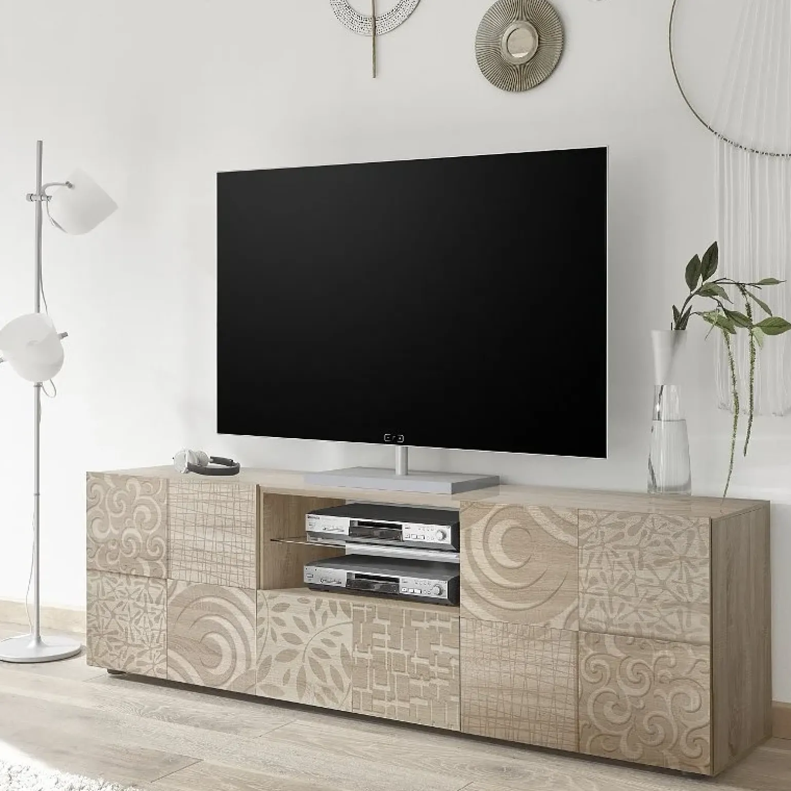 Mobile porta TV 181x57h cm 2 ante 1 cassetto soggiorno samoa Paradise