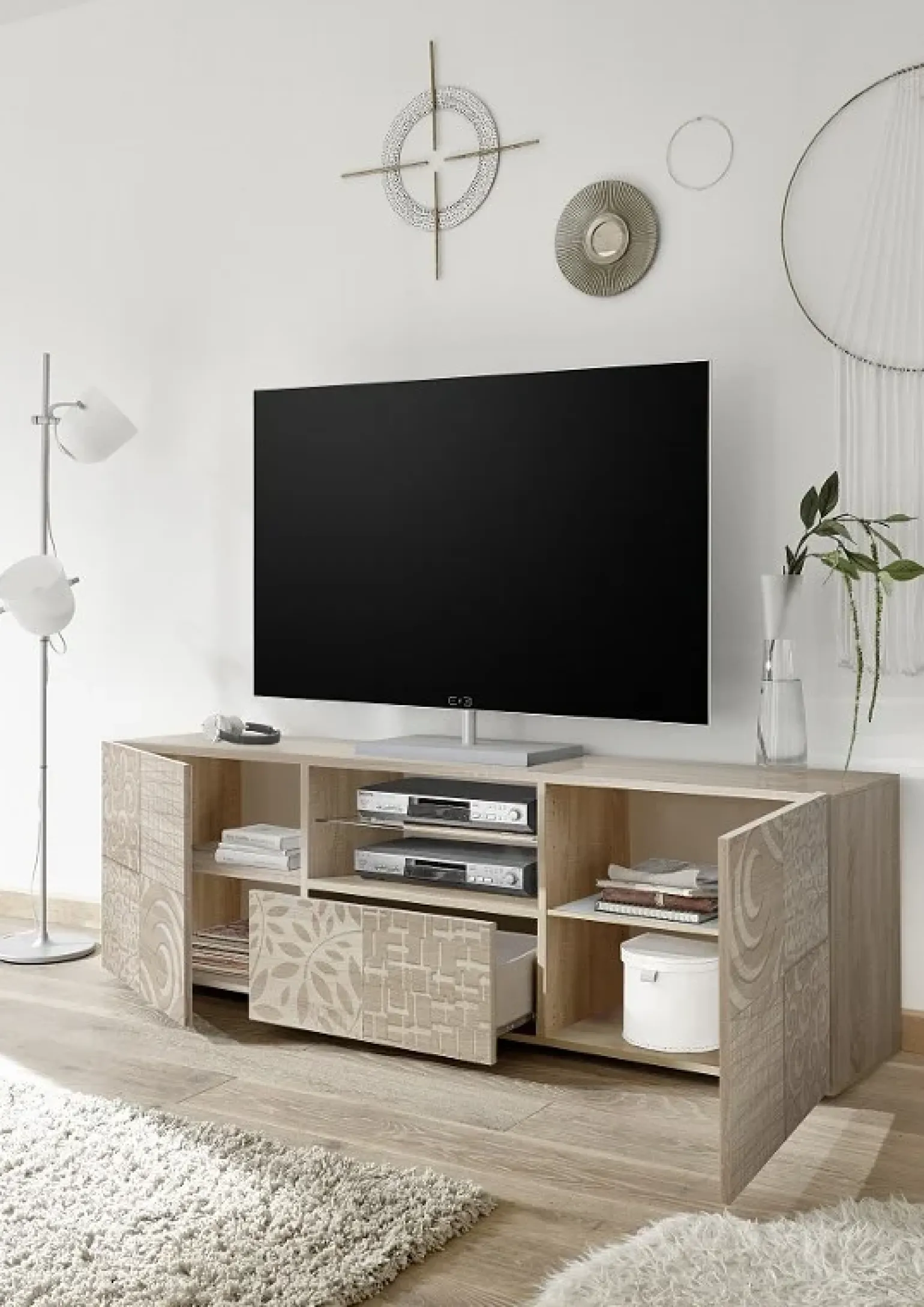 Mobile porta TV 181x57h cm 2 ante 1 cassetto soggiorno samoa Paradise