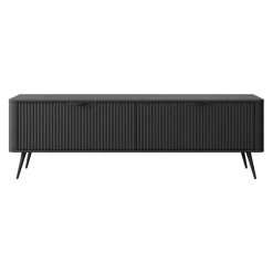 Mobile porta TV 163x51h cm 2 ante nero opaco cannettato Ramis