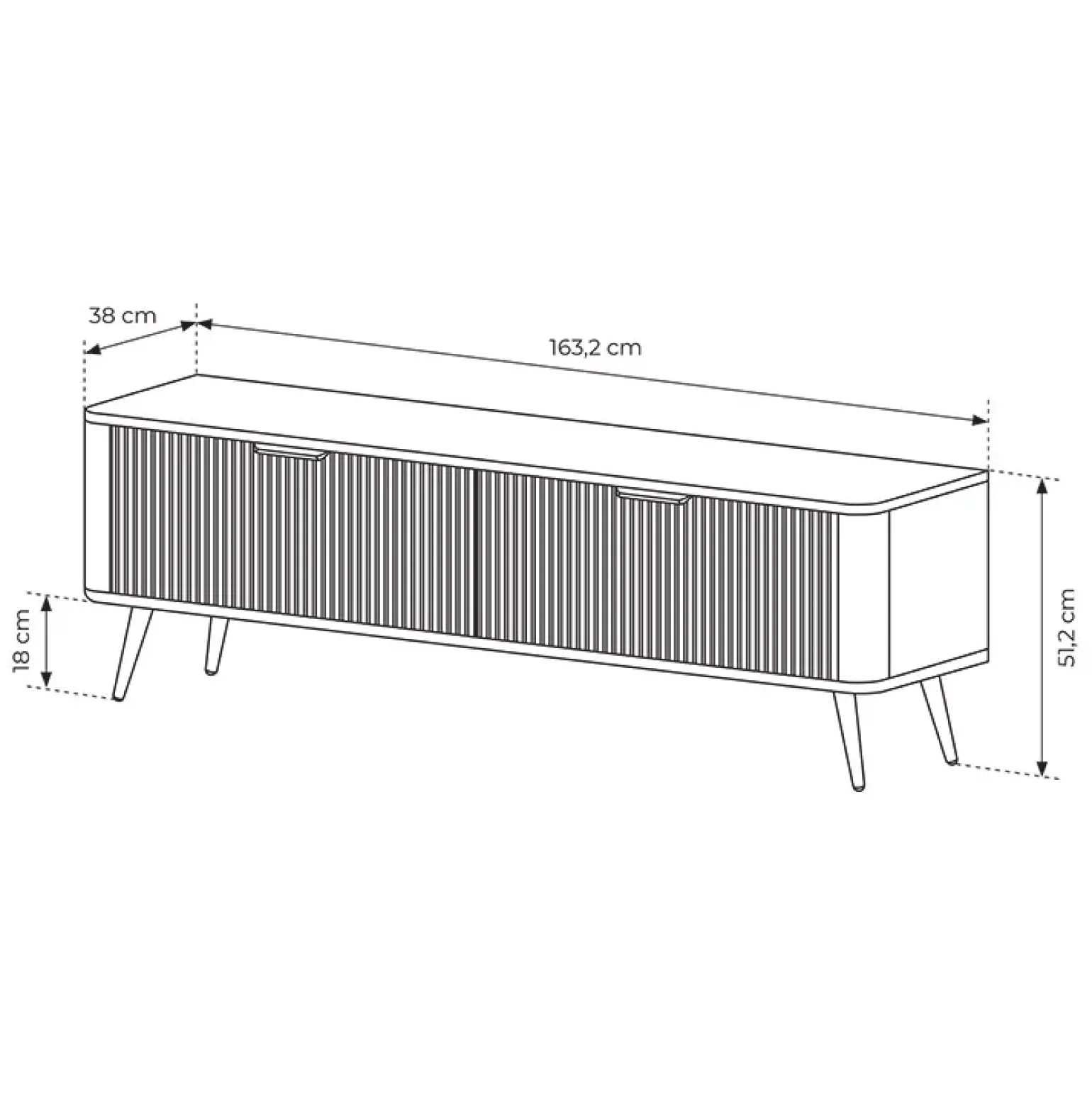 Mobile porta TV 163x51h cm 2 ante nero opaco cannettato Ramis