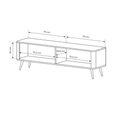 Mobile porta TV 163x51h cm 2 ante nero opaco cannettato Ramis