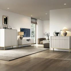 Mobile porta TV 154x56h cm 2 ante moderno soggiorno beige Alisa
